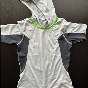 Nike Gray and Black Hoodie with Green Trim